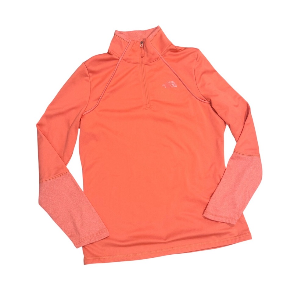The North‎ Face Womens Quarter Zip Pullover Coral Orange Activewear Top Size L